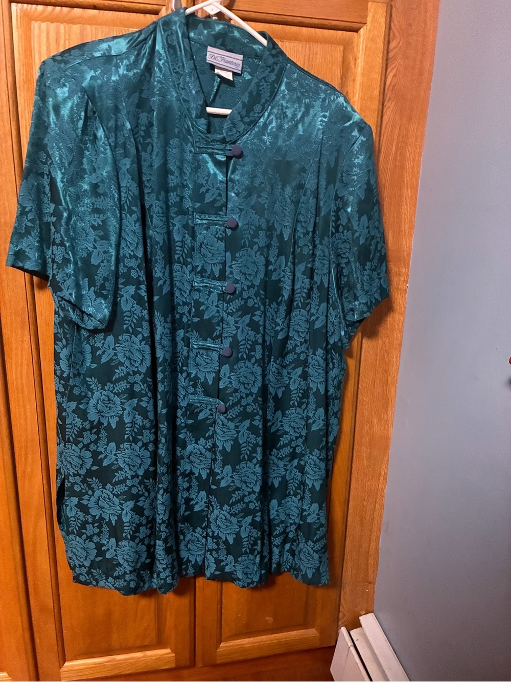 Vintage 90s D.E. Frantoria Te Jacquard Mandarin Collar Tunic size 22